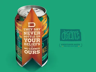 Defiance Brewing Co. Beliefs beer beer can beer can design beer label branding cans copywriting craft beer hops identity illustration ipa kansas logo tornado typography