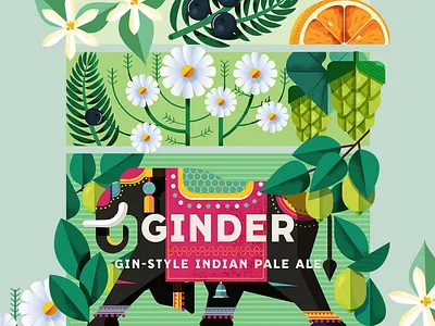 Ginder design digital elephant folioart illustration ingredients maite franchi natural packaging