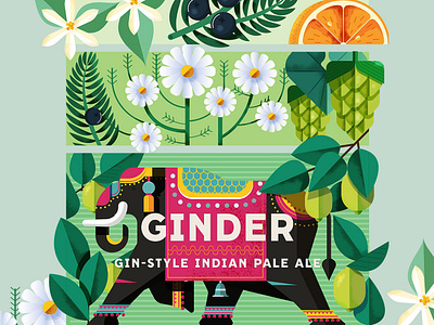 Ginder design digital elephant folioart illustration ingredients maite franchi natural packaging