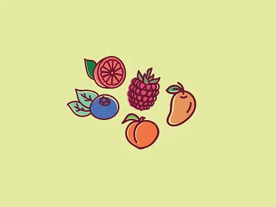 Fruit Icons blueberry food icon fruit fruit icons fruit illustration grapefruit icon illustration mango peach raspberry