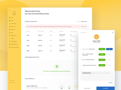 Nabis Internal Orders Home Screen cannabis cannabis logo design nabis ordering screen orders product orders ui yellow