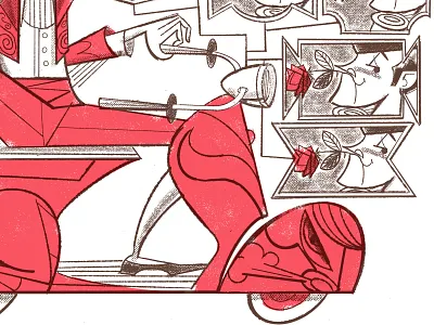 Vanity & Vespa bull illustration matador midcentury two color vespa