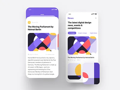 Design News abstact art article ios mobile app news onboarding pattern