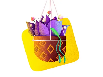 The magic of nature bird evening flower flower pot nature parrot plant pot sunset yellow