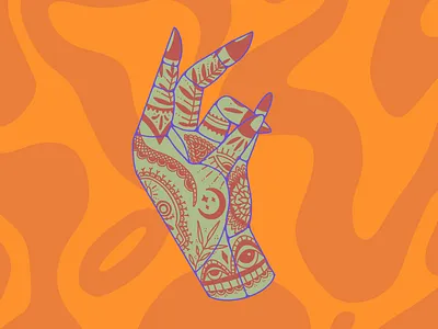 My kinda henna eyes hand henna illustration skull sticker warp