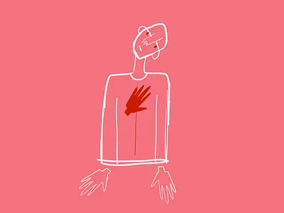 You touched my heart feelings hands heart hurt pink procreate red scar touch