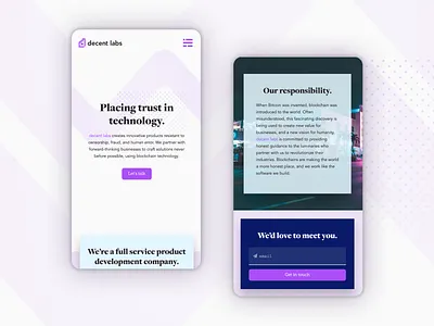 decent labs mobile homepage blockchain mobile product ui