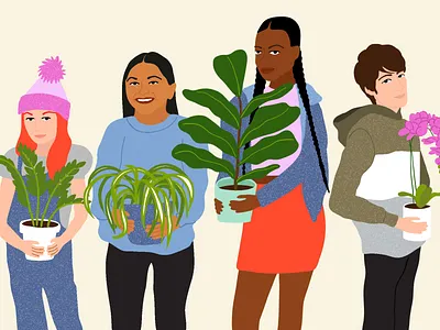 Houseplants According To Your Birth Order apartment therapy cute design editorial fiddle leaf fig houseplant illustration kids orchid people person plant plants simple spider plant stylish teenager vector whimsical zz plant