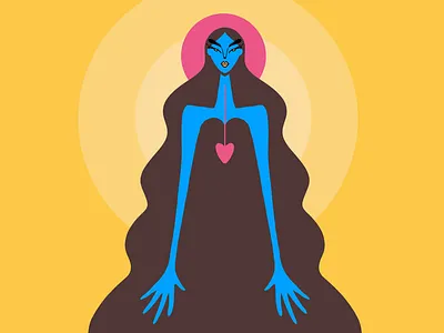 I’m wearing my feelings colorful feeling hair heart illustration long hair pink procreate woman yellow