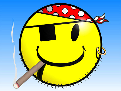Pirate Smiley bandana bandeau bear cartoon cigar earring pirate smiley