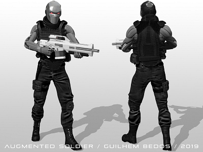 Augmented Soldier 3d combattant concept art cyberpunk cyborg digital 3d fighter future futuristic gun mecha rifle sciencefiction scifi soldier