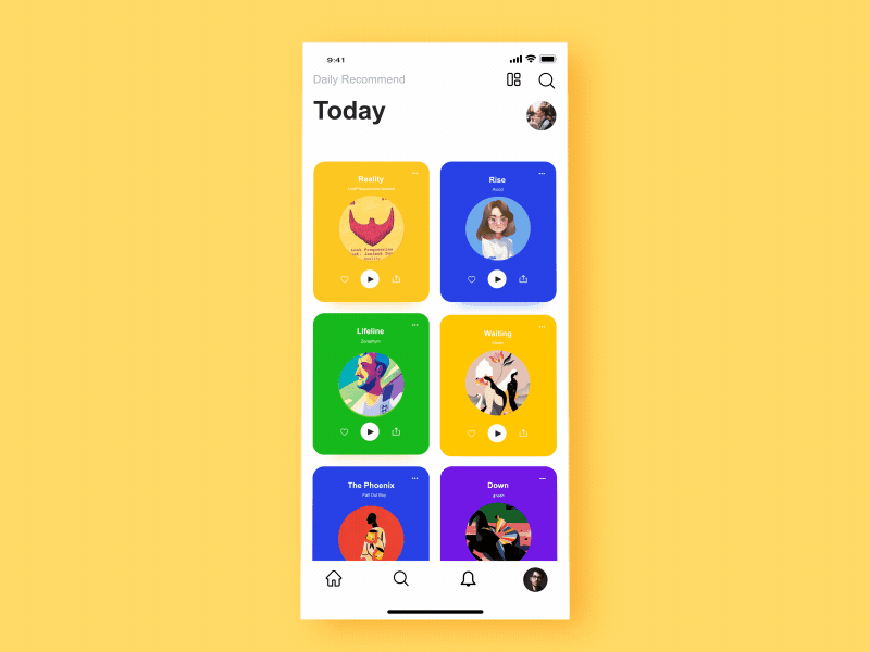 Music App animation application ui ux ux design