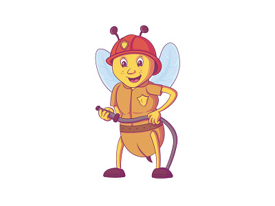 Fire Brigade Bee Illustration bee book book illustration cute design education funny story story illustration