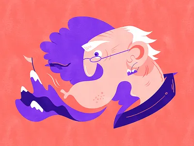 Blowing a mountain | 愚公移山 chinese design flat fourchars grandpa hiwow idiom illustration mountain vector wind