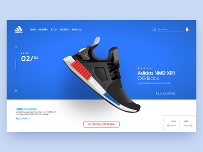 Adidas NMD XR1 - Landing Page branding design illustration landing page shoes shop ui ui design ui shoes ux ux design vector