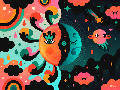 Day/Night colorful digitalart illustration popsurrealism vector