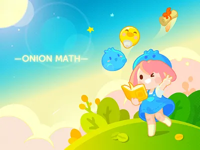 Brilliant summer cloud design educational app illustration free from care girl happy logo primary school main vision scenery sunshine ui