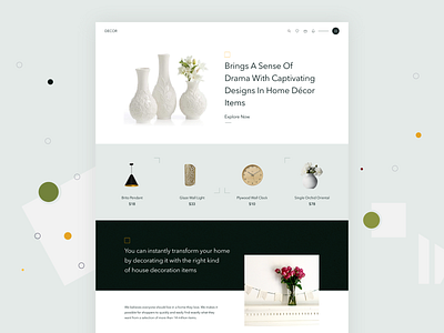 Home Decor Products home decor products landing page ui web design