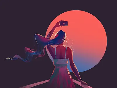 Breeze character design concept art editorial art editorial illustration flag design girl illustration illustrator moon web illustration women