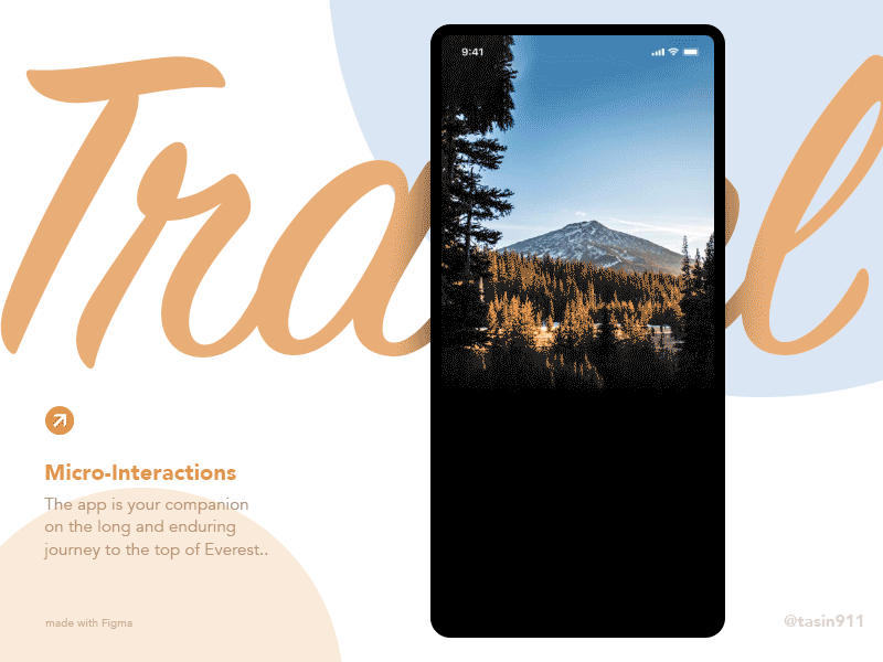 ⛰️ Travel Guide App - UI Micro Interactions ⛰️ animation app charts clean dark design gradient graphs illustration ios micro interaction minimal mountain planner tour tourism travel travel app trip ui