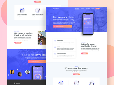 Lenderly Landing Page finance gradient hero landing page mobile app signup waitlist website