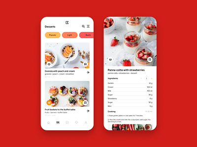 Dessert app app design dessert mobile app recipe ui ui ux ux