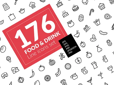 Food & Drink icons set concept creative design icon icons idea illustration line line art lineart lines linestyle logo minimalism ui vector vector art vectors web webdesign