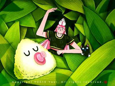 Found a Zongzi baby design illustration illustration，flat