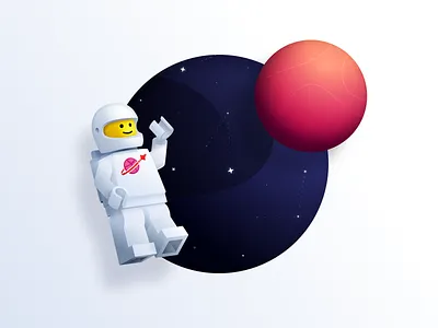Sup Dribbble? astronaut bricks constellation illustration lego minifigure minimal planet space spaceman stars universe vector