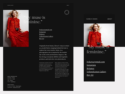 Elena Iv-Skaya - About black and white clean fashion photography portfolio typography