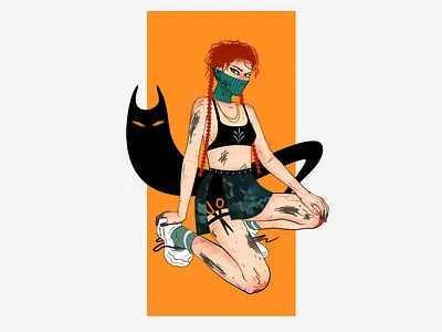 watching you character girl illustration