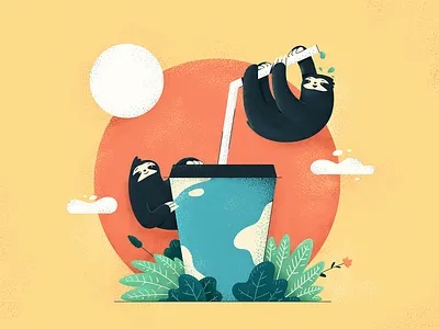 Lazy Sloths Illustration activity aesthetics artwork colour composition design drawings graphic illustration image mood picture platform project structure teamwork theme thinking visual web