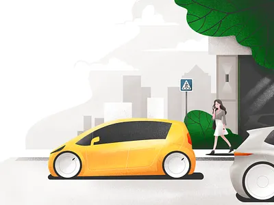 Amanat Insurance Company almaty cars city cityscape girl illustration kazakhstan street woman