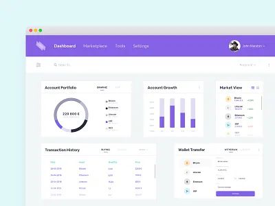 Crypto Dashboard bordeaux clean crypto exchange crypto wallet cryptocurrency dashboard dashboard ui design french designer interface design simple sketch ui ux