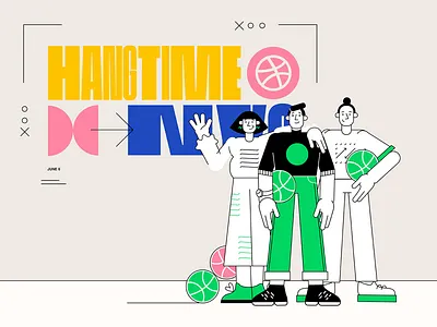 HANGTIME by Dribbble in NYC conference connect dribbble illustration meetup netguru people poster product design