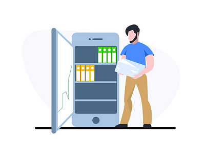 Account Management archive art character design flat folders graphic illustration man phone vector