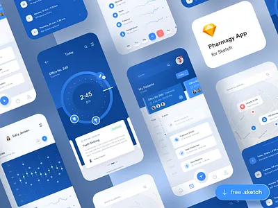 FREE Pharmagy Medical App - demo 👩⚕️ app blue clean clock dashboard download drug free freebie health healthcare interface ios kit medical medicine mobile sketch ui ux