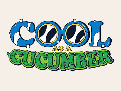Cool As A Cucumber character flat graphic design icon illustration lettering logo shadow simple type typography vector