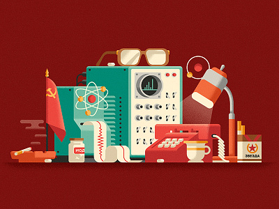 USSR artwork chernobyl desk flat design geometric illustration minimal still life ussr vector