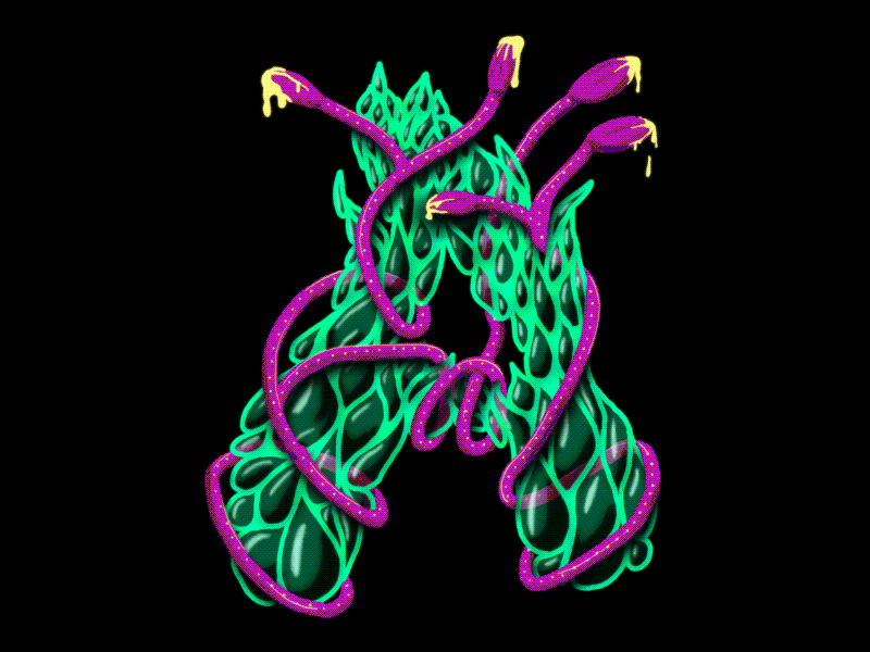 36 Days Of Type 36 days of type alien alphabet design drip glow hand lettering handlettering illustration lettering logo nature neon organic psychedelic typography weird