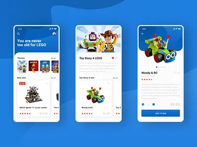 LEGO App Concept adobe app app design blue clean clean ui color creative design ios lego toy story toys ui ux white xd