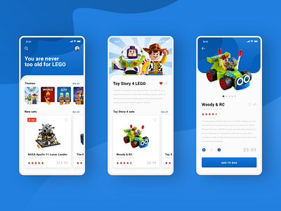 LEGO App Concept adobe app app design blue clean clean ui color creative design ios lego toy story toys ui ux white xd