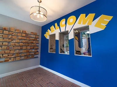 Ulman House Welcome Room lettering mural mural