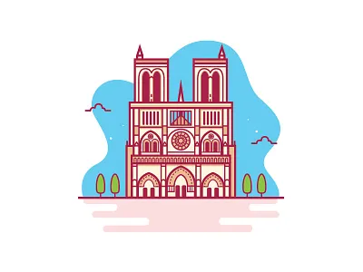 Notre Dame building building icon cathedral france landmark notredame vector vector illustration