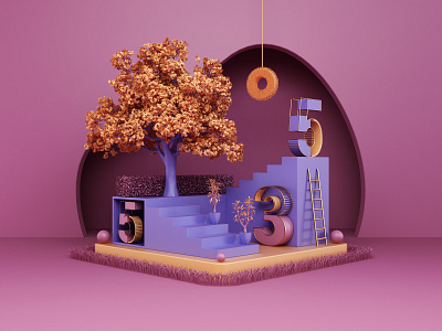 Composition V 3d 3dsmax abstract art branding design icon illustration nature photoshop render tree vray webshocker website