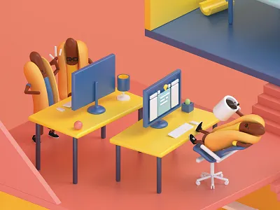 Highfives 3d illustration motion octane ueno
