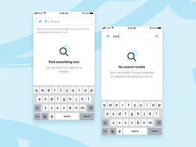 Hoop Empty States activity app children design empty states hoop icon illustration input ios kids results search search results searching typing ui user experience user interface ux