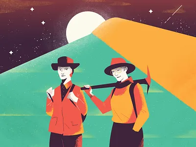 Louise Kellogg & Annie Montague Alexander character cute female history illustration lgbt lgbtq minimal paleo paleontology people pride pride month simple stars texture women women in science