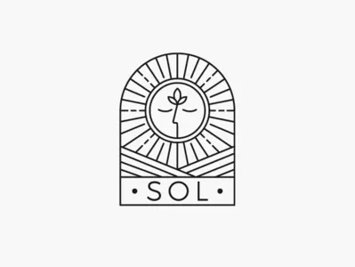 Logo design for SOL art calm farm fields food grow harvest landscape lineart minimalistic modern nature plant relaxing sun window