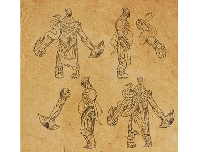 Sketch concept art game art horror monster render sci fi sketch zombie